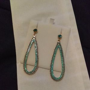 Aqua stone and bead dangle earrings